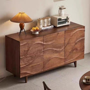 Modern Sideboard Solid Wood 3-Door Cabinet Adjustable Shelves